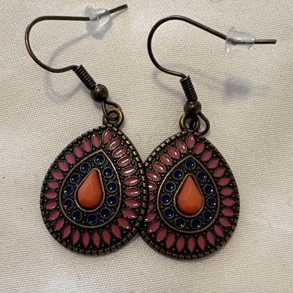 Jewelry - Elegant Pink and Blue Teardrop Earrings